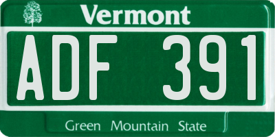 VT license plate ADF391