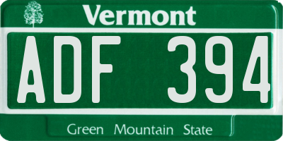 VT license plate ADF394