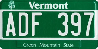 VT license plate ADF397