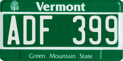 VT license plate ADF399