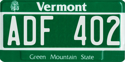 VT license plate ADF402