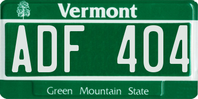 VT license plate ADF404