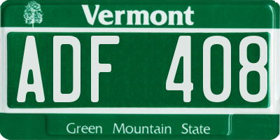 VT license plate ADF408