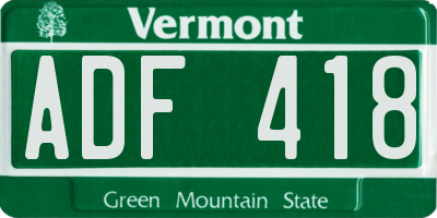 VT license plate ADF418