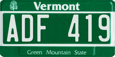 VT license plate ADF419