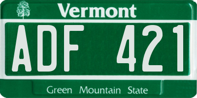 VT license plate ADF421