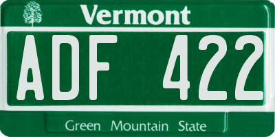 VT license plate ADF422