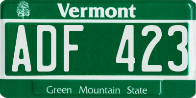 VT license plate ADF423