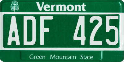 VT license plate ADF425