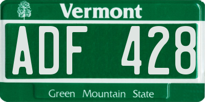VT license plate ADF428