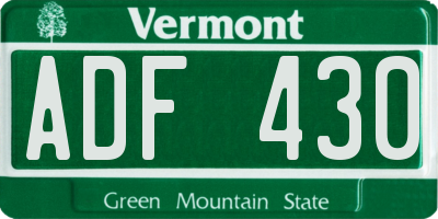 VT license plate ADF430