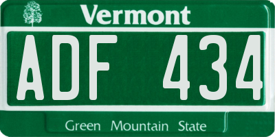 VT license plate ADF434