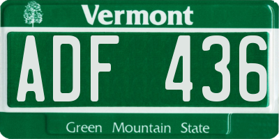 VT license plate ADF436