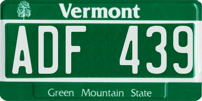 VT license plate ADF439