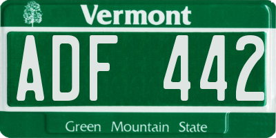 VT license plate ADF442