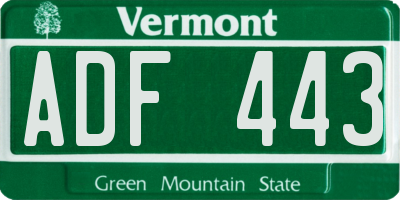 VT license plate ADF443