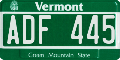 VT license plate ADF445