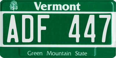 VT license plate ADF447