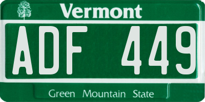 VT license plate ADF449