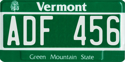 VT license plate ADF456