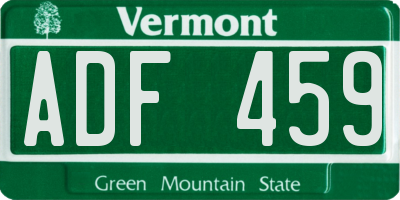 VT license plate ADF459
