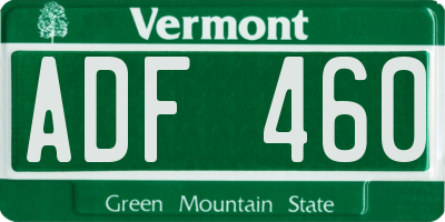 VT license plate ADF460