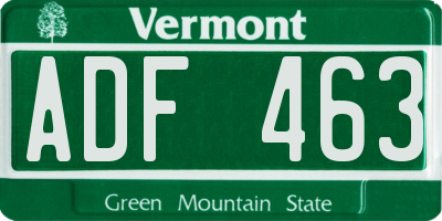 VT license plate ADF463