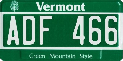VT license plate ADF466