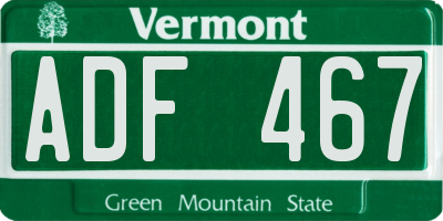 VT license plate ADF467