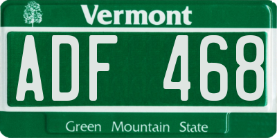 VT license plate ADF468