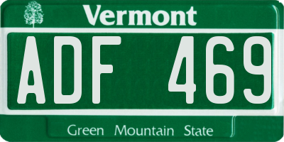 VT license plate ADF469