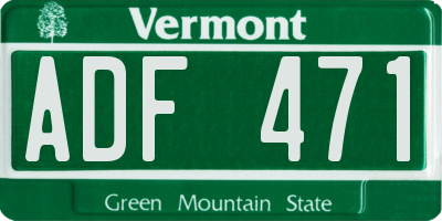 VT license plate ADF471