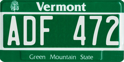 VT license plate ADF472