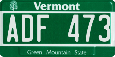VT license plate ADF473