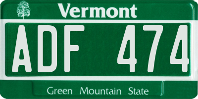 VT license plate ADF474