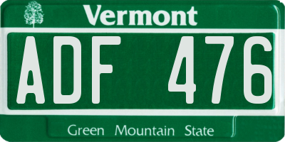 VT license plate ADF476