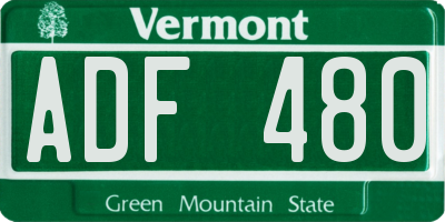 VT license plate ADF480