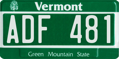 VT license plate ADF481
