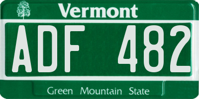 VT license plate ADF482
