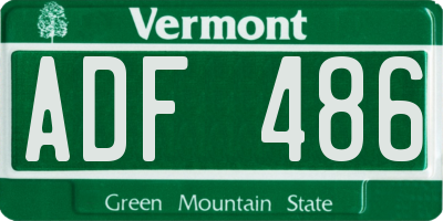 VT license plate ADF486