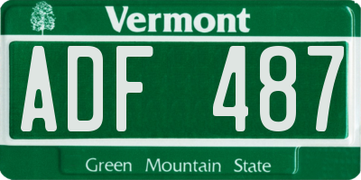 VT license plate ADF487