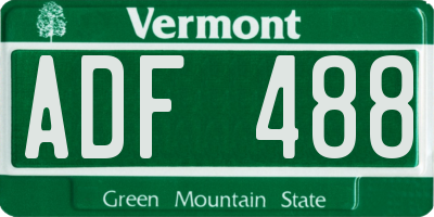 VT license plate ADF488