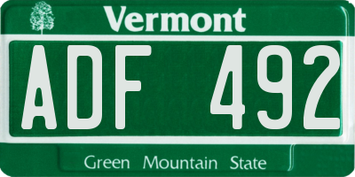 VT license plate ADF492