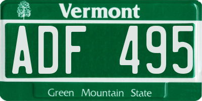 VT license plate ADF495