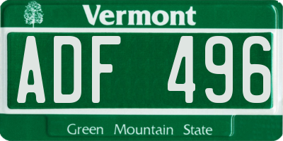 VT license plate ADF496