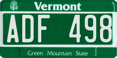 VT license plate ADF498