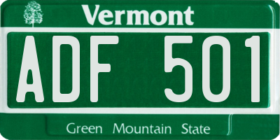 VT license plate ADF501