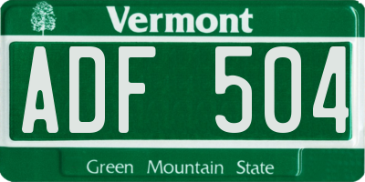 VT license plate ADF504