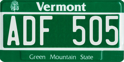 VT license plate ADF505