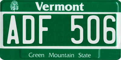 VT license plate ADF506